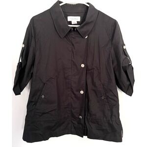 Calvin Klein Tunic Womens XL Lightweight Snap Button‎ Pockets Roll Tab Sleeve